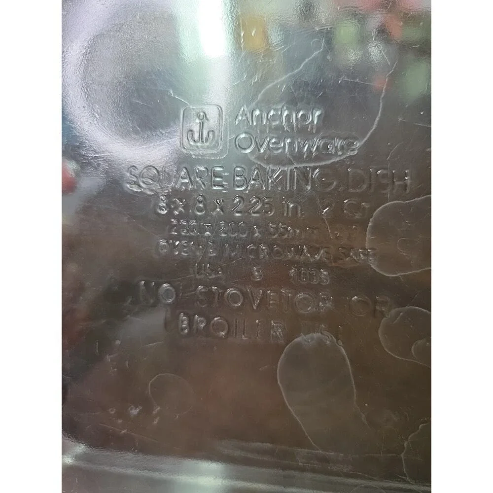 Vintage Anchor Ovenware Square Baking Dish 8x8 Amber Glass